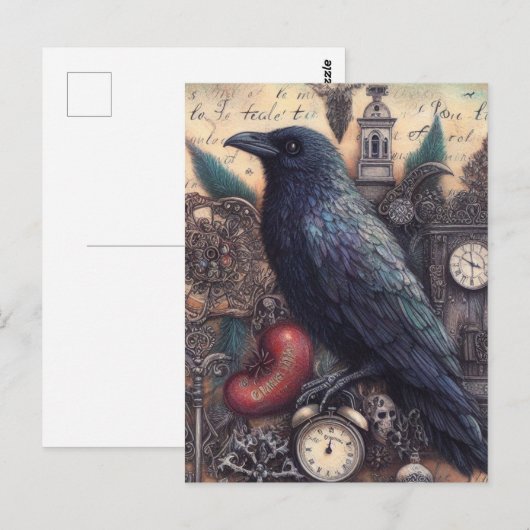 Raven Poe Collage Briefkaart (Voorkant / Achterkant)