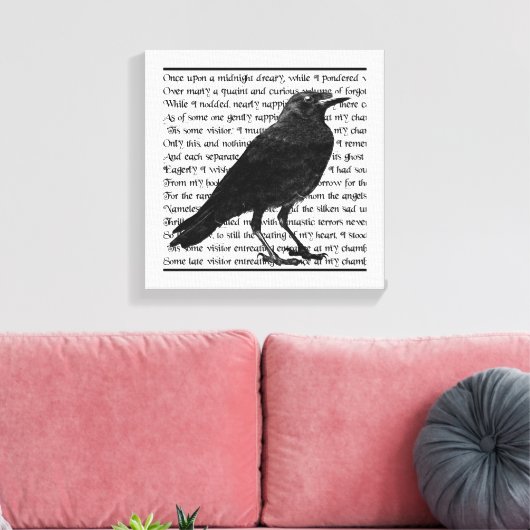 Raven Poem Edgar Allan Poe Canvas Afdruk (Insitu (Woonkamer))