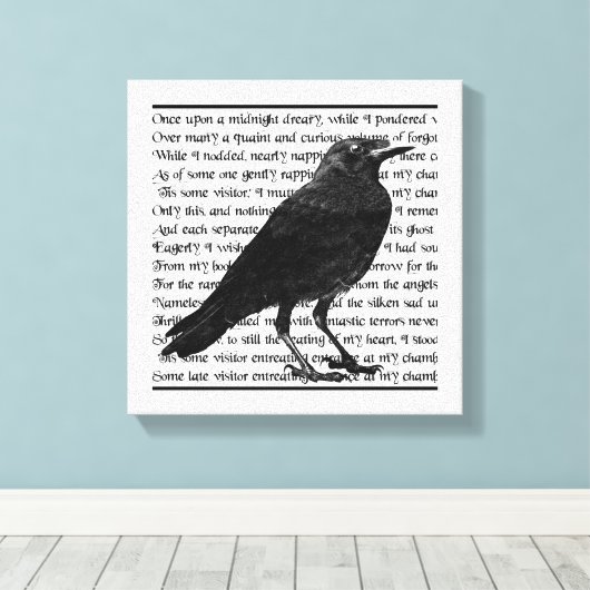 Raven Poem Edgar Allan Poe Canvas Afdruk (Insitu (Houten vloer))