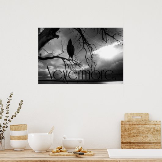 Raven Poster - Nevermore Sunbeams Tree B&W (Keuken)