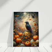 Raven & Pumpkin Forest – Donkere herfstfee Poster