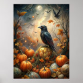 Raven & Pumpkin Forest – Donkere herfstfee Poster (Voorkant)