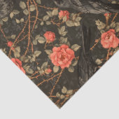 Raven Red Rose Bramble Illustratie Donker Gotisch Tissuepapier (Detail)