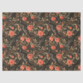 Raven Red Rose Bramble Illustratie Donker Gotisch Tissuepapier (Voorkant)