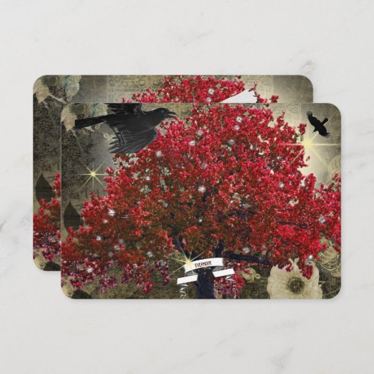 Raven Red Tree Gothic RSVP (Voorkant / Achterkant)
