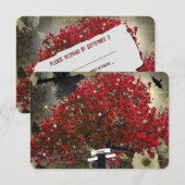 Raven Red Tree Gothic RSVP Kaartje (Voorkant / Achterkant)