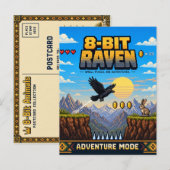 Raven, Retro 8-Bit Pixelkunst Briefkaart (Voorkant / Achterkant)