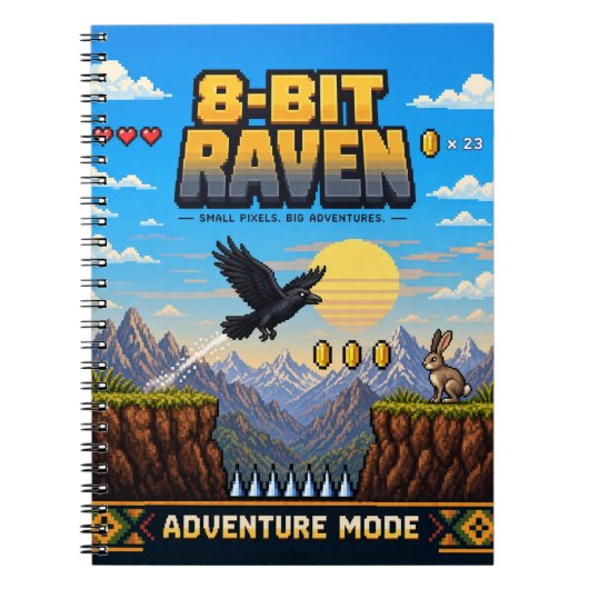 Raven, Retro 8-Bit Pixelkunst Notitieboek (Voorkant)
