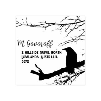 Raven Return Address Stamp Rubberstempel