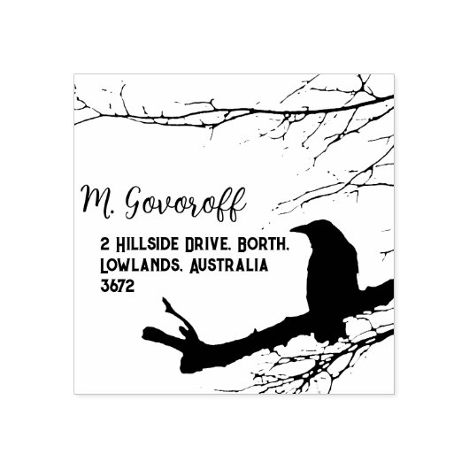 Raven Return Address Stamp Rubberstempel (Afrduk)