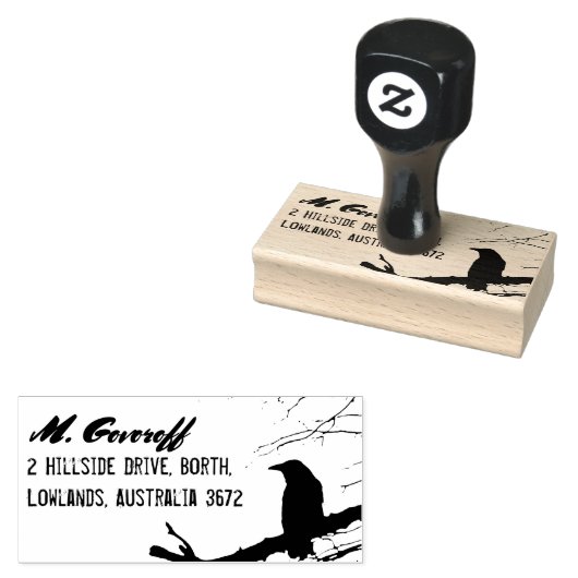 Raven Return Address Stamp Rubberstempel (Gestempeld)