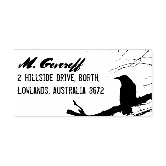 Raven Return Address Stamp Rubberstempel (Afrduk)