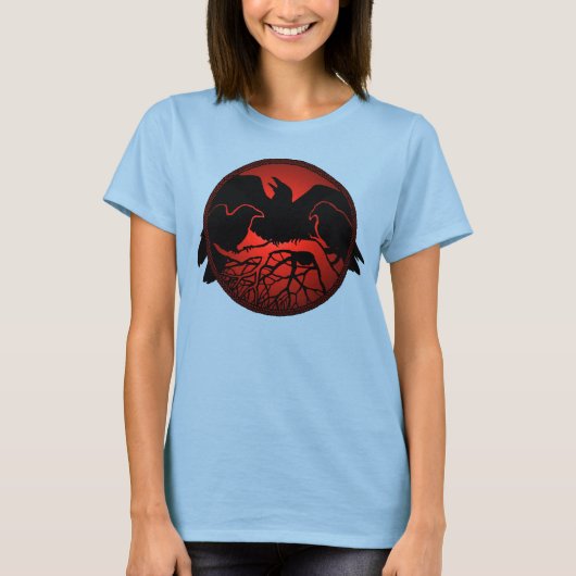 Raven Ringer Shirt Raven Women's Crow Art Shirten (Voorkant)