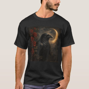 Raven Roos Maan Griezelig Zwart Gotisch Spooky Kra T-shirt