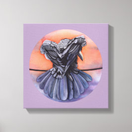 Raven Ruffling Feathers Roosting Crow Bird Art Canvas Afdruk