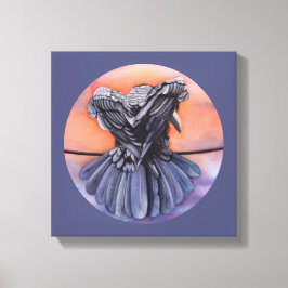Raven Ruffling Feathers Roosting Crow Bird Art Canvas Afdruk