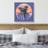 Raven Ruffling Feathers Roosting Crow Bird Art Canvas Afdruk (Insitu (Slaapkamer))