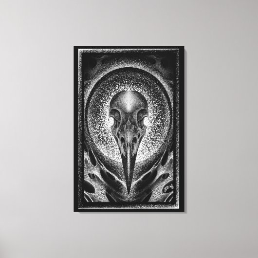 Raven-schedel Canvas Afdruk (Voorkant)