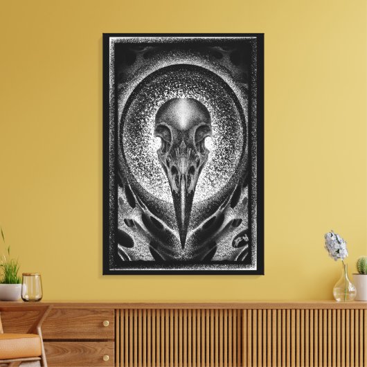 Raven-schedel Canvas Afdruk (Insitu (Woonkamer))
