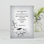 Raven, schedel en  gotische grijs bruiloft kaart (Staand voorkant)