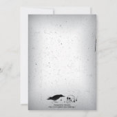 Raven, schedel en  gotische grijs bruiloft kaart (Achterkant)