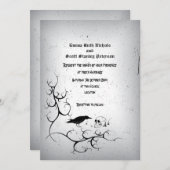 Raven, schedel en  gotische grijs bruiloft kaart (Voorkant / Achterkant)