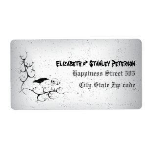 Raven, schedel en  hoek Gotische bruiloft Etiket