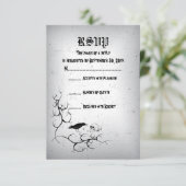 Raven, schedel en hoek Gotische bruiloft RSVP (Staand voorkant)