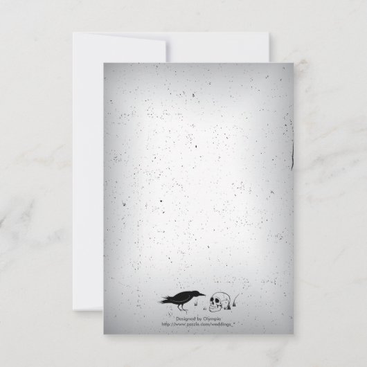 Raven, schedel en  hoek Gotische bruiloft RSVP (Achterkant)
