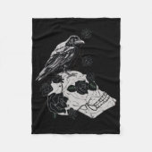 Raven, schedel en Rozen Drijfband Fleece Deken (Voorkant)