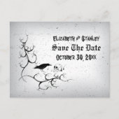 Raven schedel Halloween Gothic bruiloft Save the D Aankondigingskaart (Voorkant)
