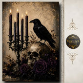 Raven Schedel Paarse Rozen Gotische Halloween Deco Tissuepapier