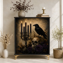 Raven Schedel Paarse Rozen Gotische Halloween Deco