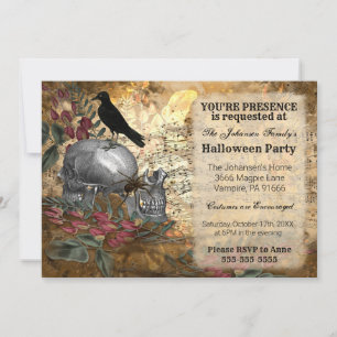 Raven Schedels Halloween Kaart