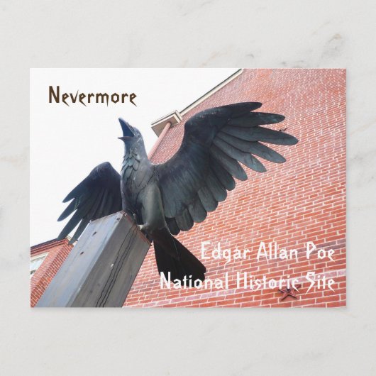 Raven Sculpture, Edgar Allan Poe Home Briefkaart (Voorkant)