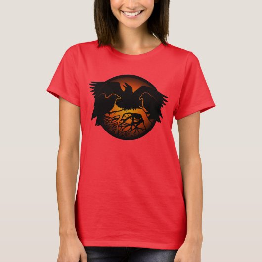 Raven Shirten Raven Organic Crow Bird Art T-shirt (Voorkant)