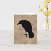 Raven Silhouette Black Ravens and Crows Kaart (Gele Bloem)