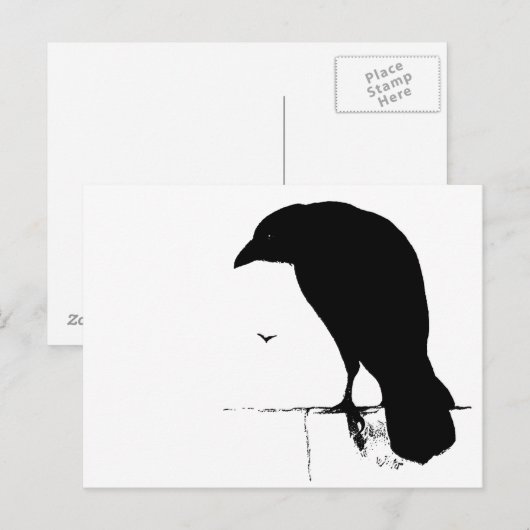 Raven Silhouette -  Gothic Ravens & Crows Briefkaart (Voorkant / Achterkant)