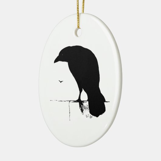 Raven Silhouette -  Gothic Ravens & Crows Keramisch Ornament (Links)