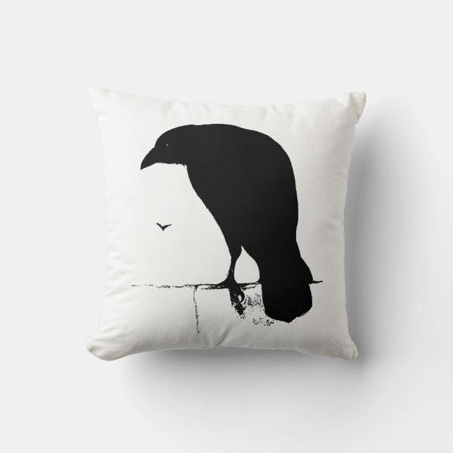 Raven Silhouette -  Gothic Ravens & Crows Kussen (Voorkant)