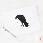 Raven Silhouette - Gothic Ravens & Crows Ovale Sticker (Envelop)