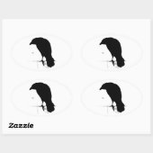 Raven Silhouette - Gothic Ravens & Crows Ovale Sticker (Vel)