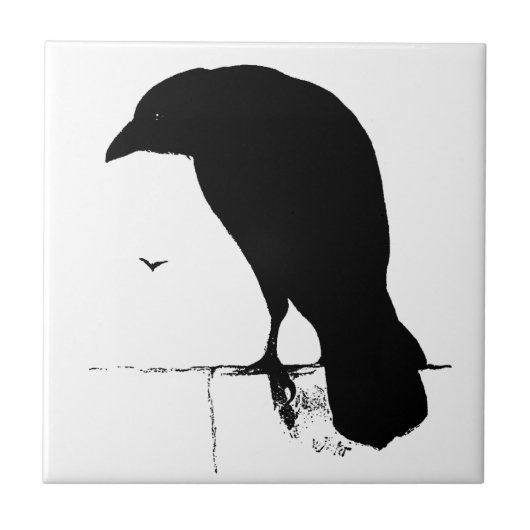 Raven Silhouette -  Gothic Ravens & Crows Tegeltje (Voorkant)
