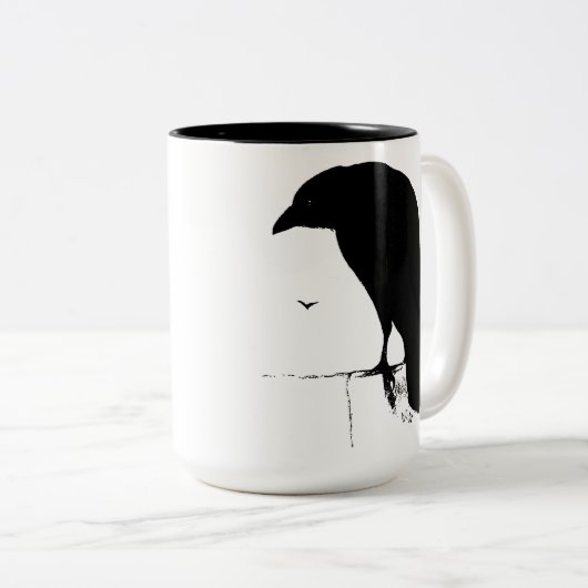 Raven Silhouette -  Gothic Ravens & Crows Tweekleurige Koffiemok (Voorkant rechts)