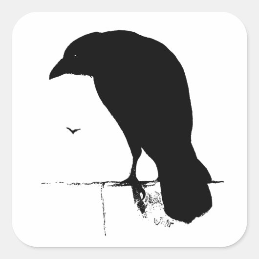 Raven Silhouette - Gothic Ravens & Crows Vierkante Sticker (Voorkant)