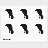 Raven Silhouette - Gothic Ravens & Crows Vierkante Sticker (Vel)