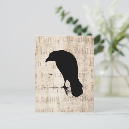 Raven Silhouette - Retro Ravens & Crows Briefkaart (Staand voorkant)