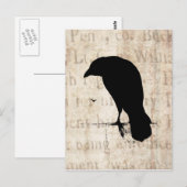Raven Silhouette -  Retro Ravens & Crows Briefkaart (Voorkant / Achterkant)
