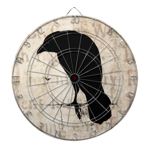 Raven Silhouette - Retro Ravens & Crows Dartbord (Voorkant)