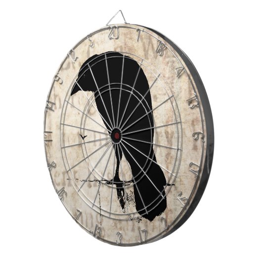 Raven Silhouette - Retro Ravens & Crows Dartbord (Voorkant Rechts)